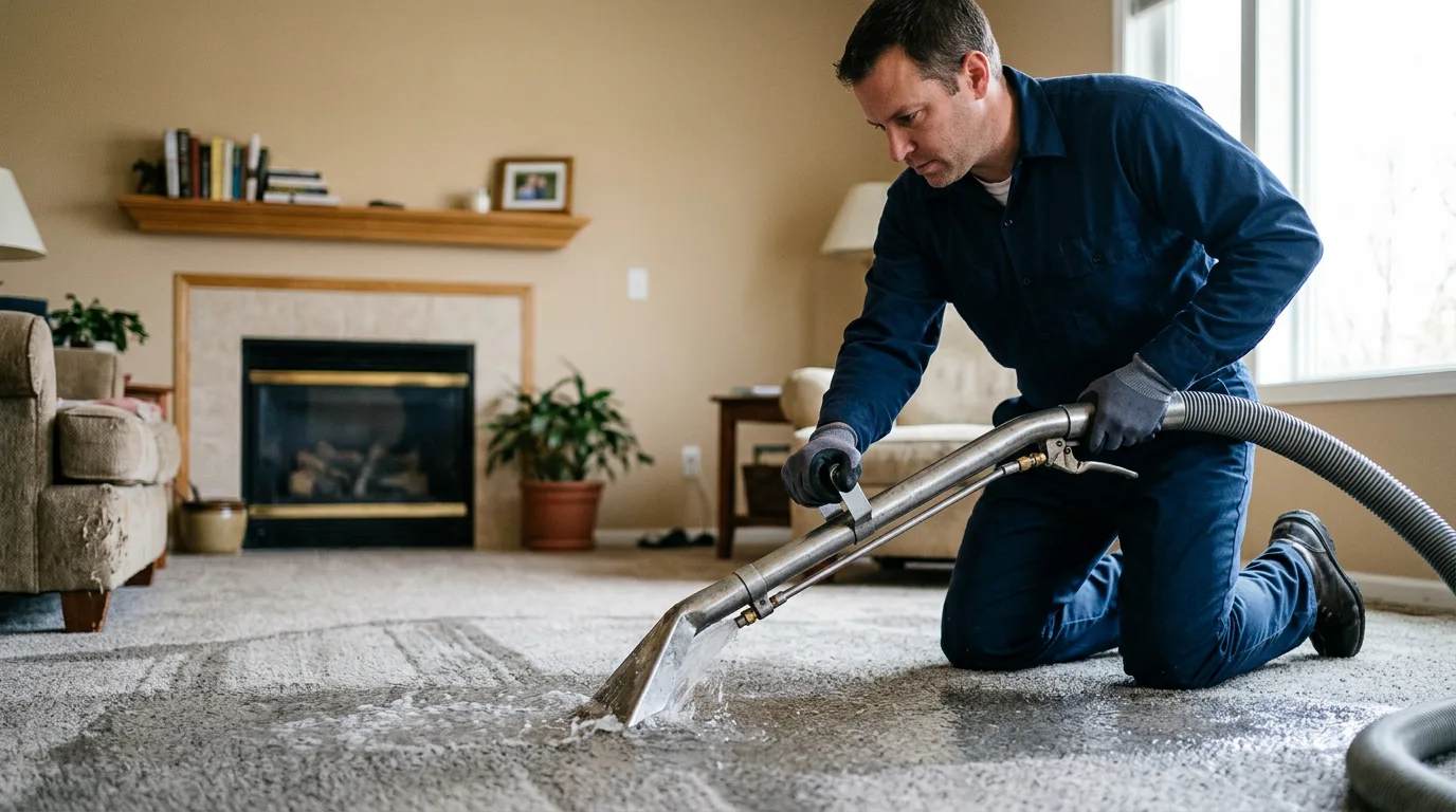 Water damage restoration technician working near Alexis, IL